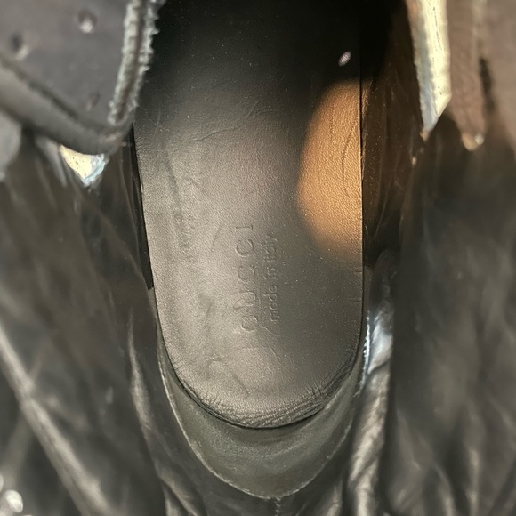 GUCCI Strap Quilted Suede & Leather High Top Sneakers Black Size 11 US 12 $860 - Picture 8 of 10